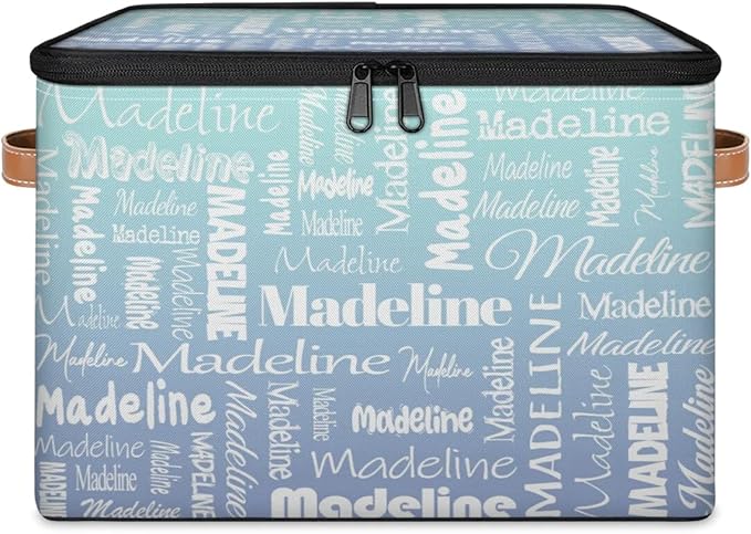 Custom Storage Basket with Name, Personalized Storage Bins with Zipper Lid, Foldable Fabric Storage Box Large capacity with Handle Green Blue Gradient-CubbioJoy