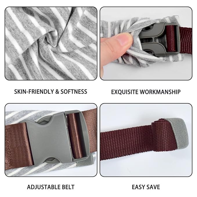 Baby Wraps Carrier Newborn to Toddler, Kangaroo Baby Easy Wearing Wrap, Adjustable Soft Baby Holder Front Chest Sling Carriers Perfect Infant Essentials Gifts (Striped Grey, Cotton)-CubbioJoy