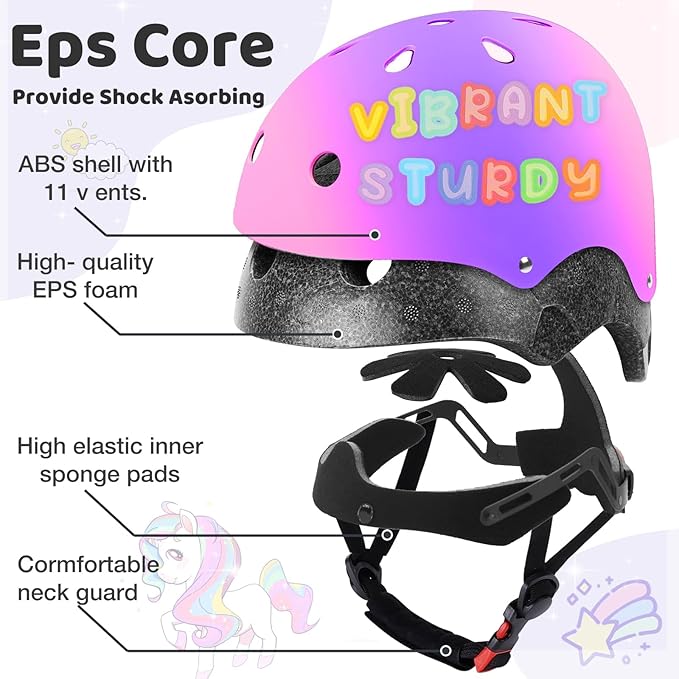 Color Gradient Adjustable Kids Bike Helmet Toddler Skateboard Helmets Boys Girls Child Ventilation Helmet for Multi-Sports Skating Cycling Scooter Balance-CubbioJoy