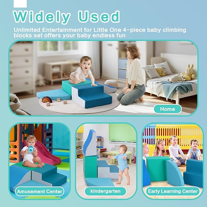 4-Pieces Climbing Toys for Toddlers: PU Leather - Soft Play Climbing for Toddlers - Foam Climbing Blocks for Crawling and Sliding Indoor Playground for Kids-CubbioJoy