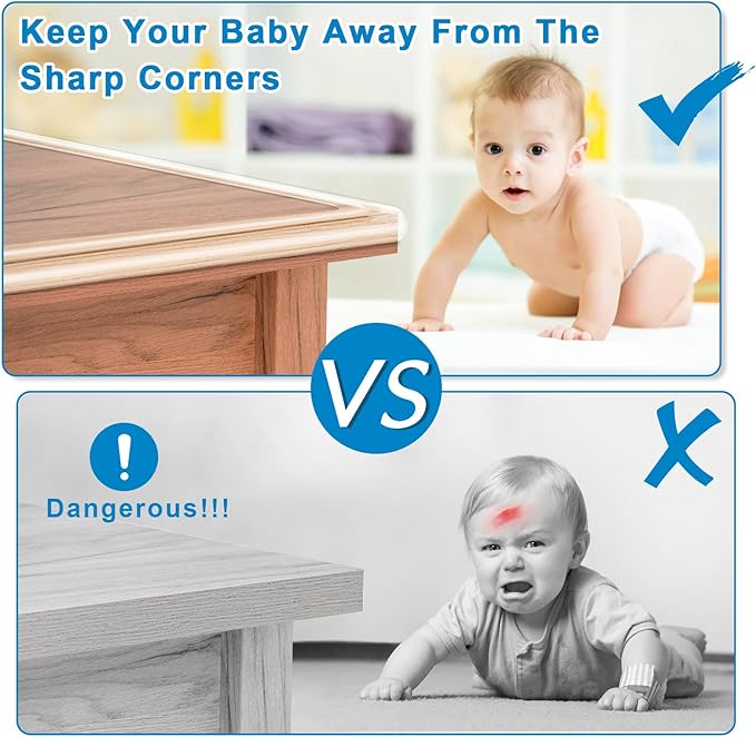Baby Proofing, 0.6in Edge Protector Strip Clear, Thickened Silicone Soft Corner Protectors with Upgraded Pre-Taped Strong Adhesive, 6.6ft Edge Protectors for Sharp Corners of Cabinets, Tables, Drawers-CubbioJoy