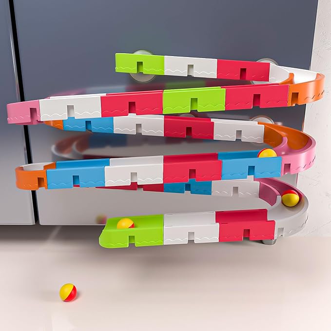 Baby Bath Toys for Toddler 1-3 3-5, Bathtub Shower Building Duck Toy, 43 PCS Slide Blocks Marble Run Toys for Kids 1 2 3 4 5 Years Old Toddler Boys and Girls-CubbioJoy