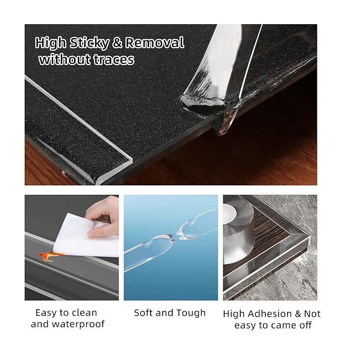 2.6in x 9.84Ft,Soft Corner Protectors for Furniture,Table Corner Protectors,Cabinet Bumpers,Wall Corner Protector,Window Clear Edge Protector Strip,Safe for Proof-CubbioJoy