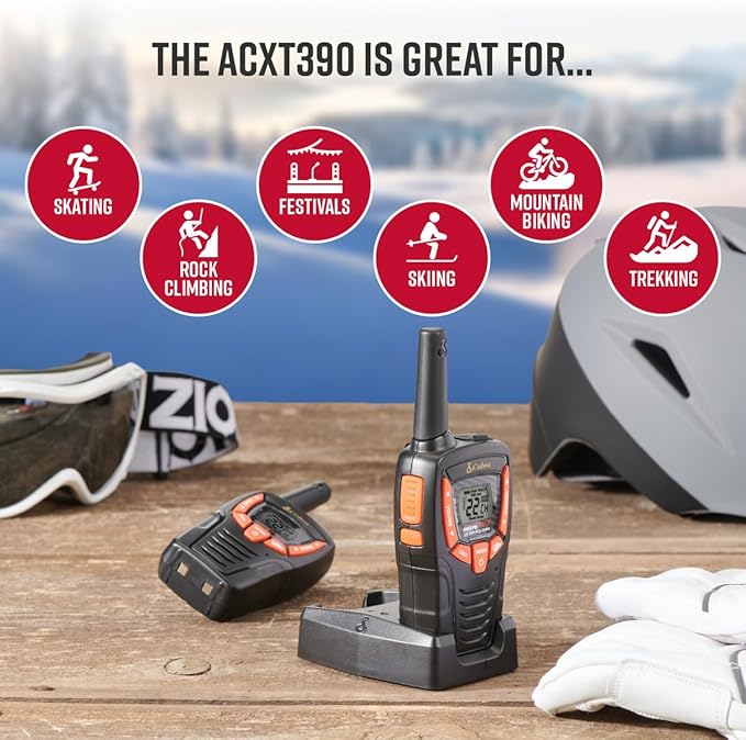 Cobra ACXT390 Walkie Talkies - Rechargeable, Lightweight, 22 Channels, 25-Mile Range Two-Way Radios with VOX (2-Pack)-CubbioJoy