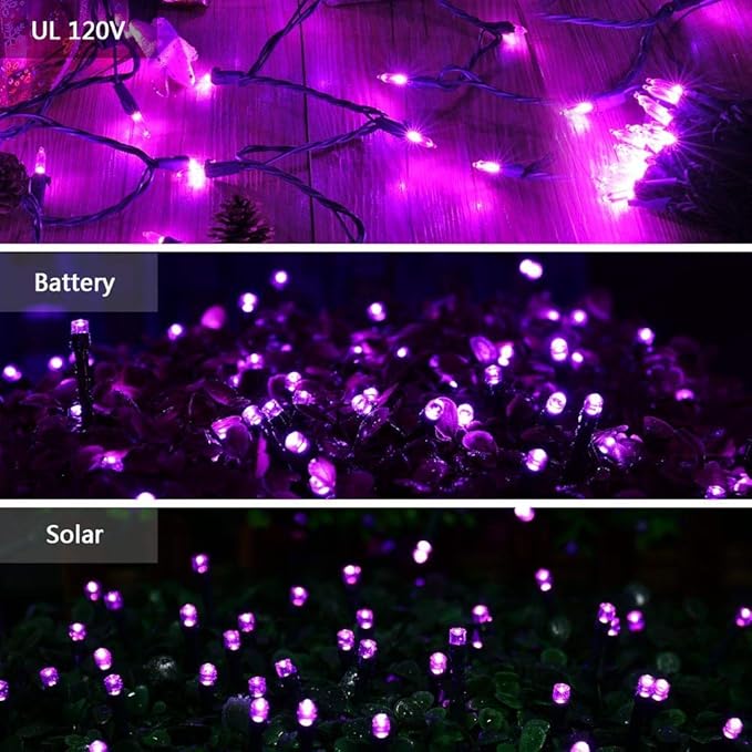 Brizled Purple Halloween Lights, 33ft 100 LED Halloween Lights Outdoor, Connectable Purple String Light 120V UL Certified Christmas Tree Light, Indoor Xmas Light for Xmas Tree Party Home Decorations-CubbioJoy