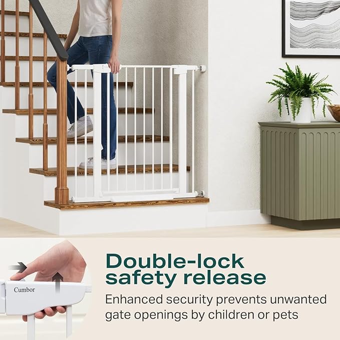 Cumbor 36" Extra Tall Baby Gate for Dogs and Kids with Wide 2-Way Door, 29.7-40.6" Width, and Auto Close Personal Safety for Babies and Pets, Fits Doorways, Stairs, and Entryways-CubbioJoy