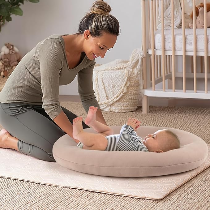 Baby Lounger for Newborn: Portable & Lightweight Pillow for Tummy Time Playtime & Diaper Changes - Skin-Friendly & Breathable for 0-12 Month Supervised Use-CubbioJoy