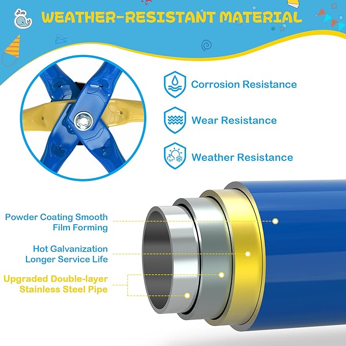 Climbing Dome, 6FT Geometric Dome Climber for Kids, Kids Indoor Outdoor Jungle Gym Supports 600lbs, Easy Assembly Playground Jungle Gym Backyard Play Equipment, Yellow+Blue-CubbioJoy