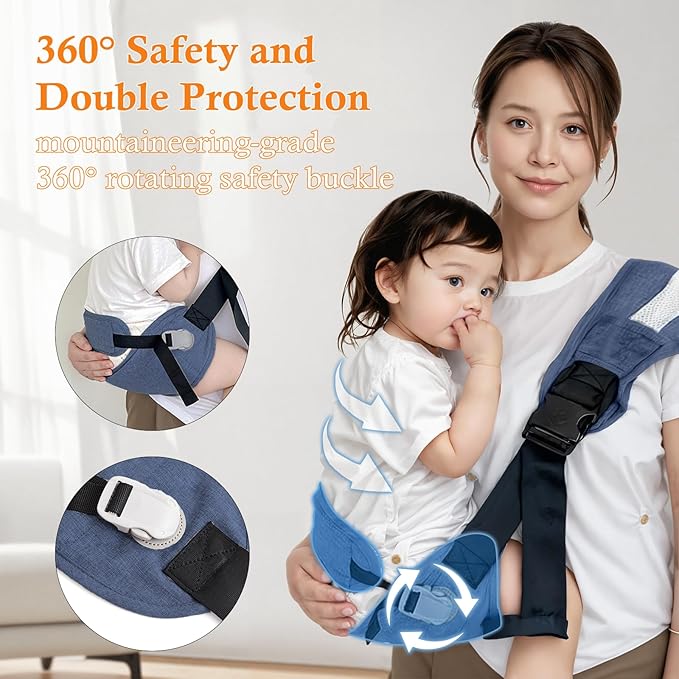 Baby Carrier Newborn to Toddler-Adjustable Baby Sling Carrier,Toddler Carrier for 25-60lbs,Comfortable Toddler Sling for Hands-Free Carrying (Blue)-CubbioJoy