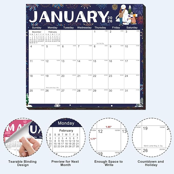 2026 Magnetic Fridge Calendar 18 Monthly Magnetic Calendar for Refrigerator 2026 Wall Calendar Planner Runs from January 2026 Until June 2027 Easy Organizing Markers Tearable (Festive)-CubbioJoy