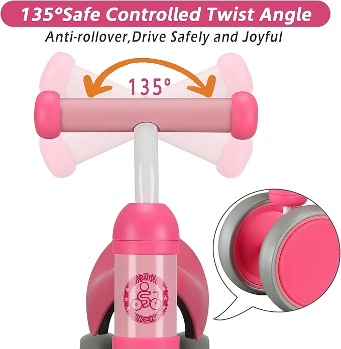Baby Balance Bike Toys for 12-36 Months Kids Toy Boy and Girls Gifts Toddler Best First Birthday Gift Children Walker No Pedal Infant 4 Wheels Bicycle (Classic, Rose Red)-CubbioJoy