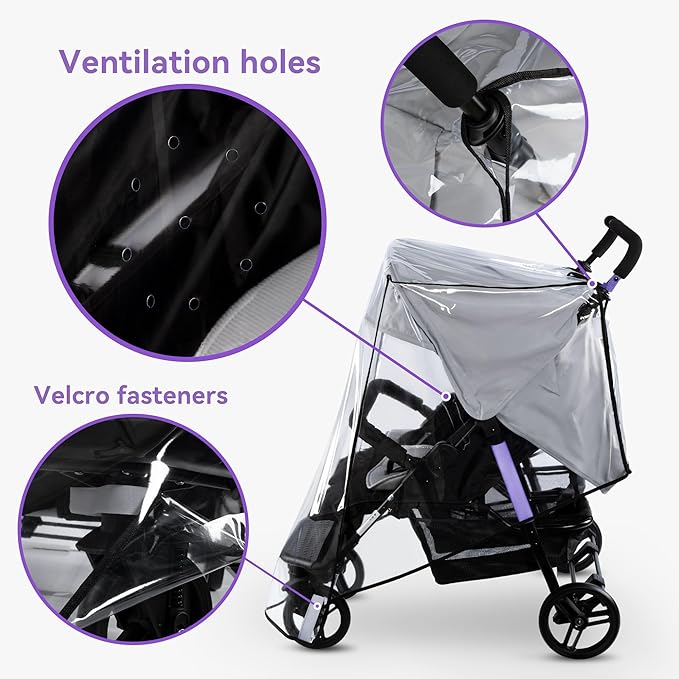 bemece Double Stroller Rain Cover, Weather Shield Double Stroller for Side by Side Seats Twin Stroller, Baby Outdoor Activities Accessories, Protects Children from Rain, Snow, Wind-CubbioJoy