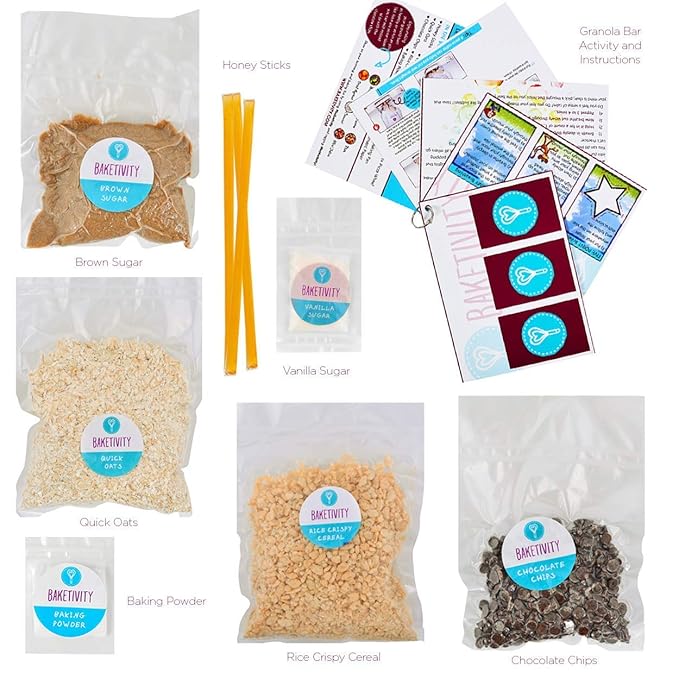 BAKETIVITY Kids Baking DIY Activity Kit - Bake Delicious Healthy Gluten Free Granola Bars with Pre-Measured Ingredients – Best Gift Idea for Boys and Girls Ages 6-12-CubbioJoy