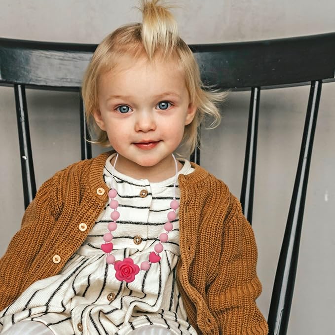 Chew Necklaces for Sensory Kids Girls Adults, Silicone Chewy Necklace Sensory Toys for Kids with Autism ADHD SPD, Oral Chew Toys for Toddlers Children Mouth Fidgets Tool - BPA Free-CubbioJoy