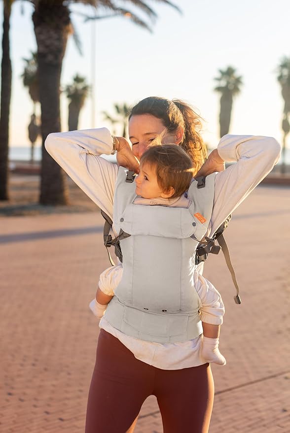 Beco Gemini Baby Carrier from Newborn to Toddler - Certified Ergonomic Newborn Baby Carrier for Infants and Children of 7-35 lbs - M Shape, Adjustable Seat, 100% Cotton (Ecru)-CubbioJoy