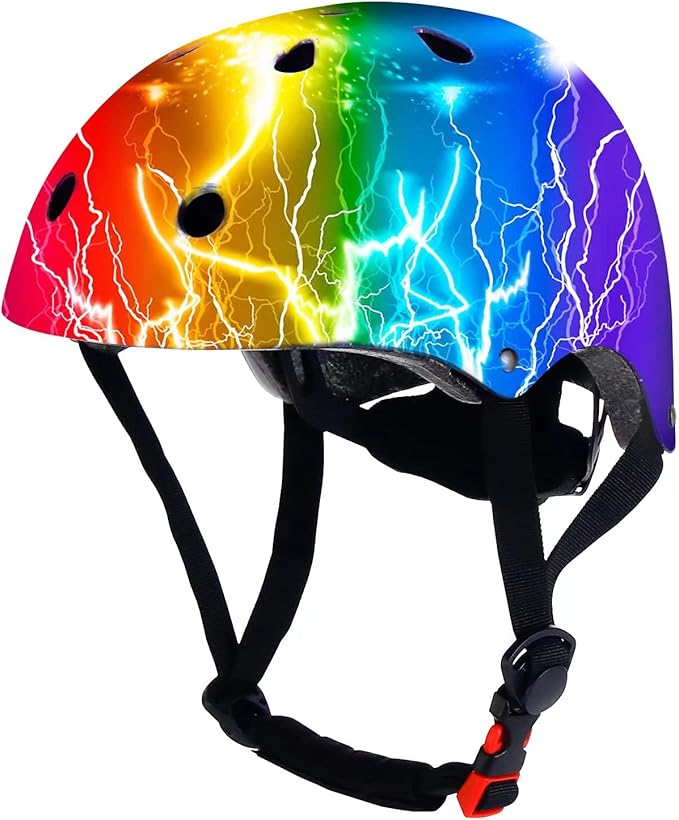 Adjustable Color Gradient Skateboard Helmet for 3-5-8-14+Ages【Toddler Kids Youth Adult】 Girls Boys Woman.Bike Helmet for Multi-Sports Cycling Bicycle Scooter Inline Roller Skate Rollerblading-CubbioJoy