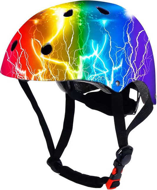 Adjustable Color Gradient Skateboard Helmet for 3-5-8-14+Ages【Toddler Kids Youth Adult】 Girls Boys Woman.Bike Helmet for Multi-Sports Cycling Bicycle Scooter Inline Roller Skate Rollerblading-CubbioJoy