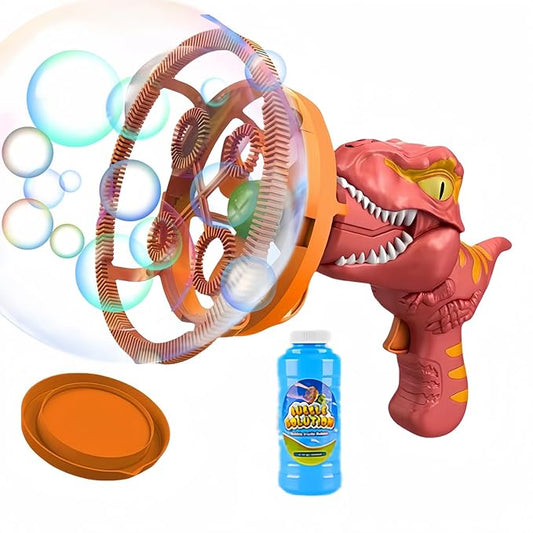 Dino Bubble Gun Bubble Machine for Dinosaur Bubble Blower Toy for Kids and Toddlers Bubble in Bubble Gun Party Favors Birthday for 3 4 5 6 7 8 9 10+Years Old Boys and Girls (Red)-CubbioJoy