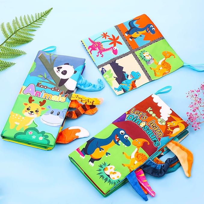 3 Pcs, Baby Books 0-6 Months, Crinkle Books for Babies, Touch and Feel Books for Infants, Infant Tummy Time Toys 0 6 9 Months, Sensory Toys for Babies, Baby Books-CubbioJoy