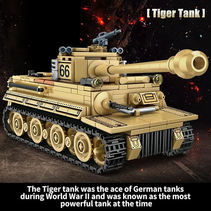 1030 Piece WW2 Army Tanks Toy Building Sets,Create a German Panzer 38T and a German Tiger Tank Toys,Adult Collectible Model Tanks Sets to Build,Christmas Birthday Gifts for Boys,Teens,Adults-CubbioJoy