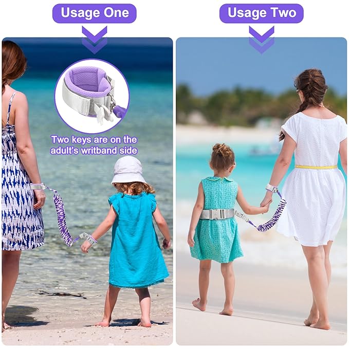 Accmor Toddler Leash with Reflective Baby Anti Lost Wrist Link, 2 in 1 Kids Walking Harnesses Belt Leashes with Key Lock for Girls Age 1-4, Keep Child Close Rope Tether for Outdoor Travel Purple-CubbioJoy