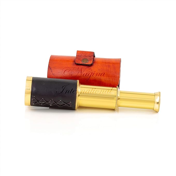 6" Solid Brass Quality Handcrafted Spyglass Telescope Set with Brown Carry Bag to Complete Your Collection [ B0957Y5NWK]-CubbioJoy