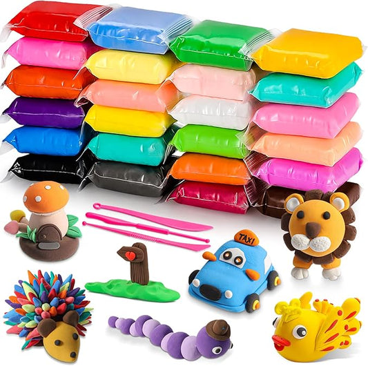 CiaraQ Modeling Clay Kit - 24 Colors Air Dry Ultra Light Clay, Safe & Non-Toxic, Great Gift for Kids.-CubbioJoy