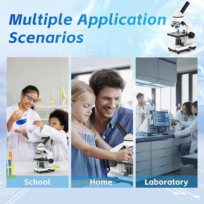 40X-2000X Monocular Microscope for Adults & Kids - Wozel Compound Microscopes for Kids with Dual LED Lights - Professional Biological Microscope with Phone Adapter Slide Set for School Home Education-CubbioJoy