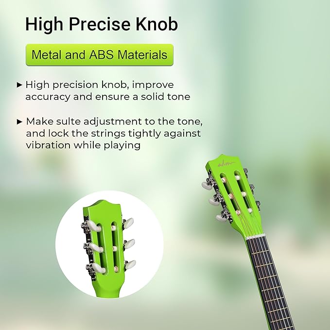 ADM Beginner Acoustic Classical Guitar Nylon Strings Wooden Guitar Bundle Kit for Kid Boy Girl Student Youth Guitarra Online Lessons with Starter Accessories (30 Inch, Geen)-CubbioJoy