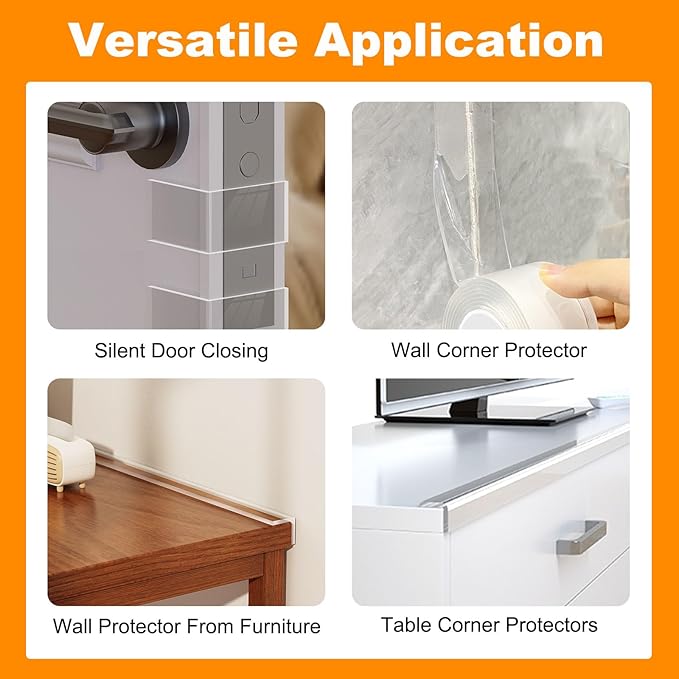 2 Rolls Clear Soft Corner Protectors for Furniture Strip,1.57 in x 13.12 FT,Sharp Edge & Table Bumper,Window Edge,Wall Protector, Soft Corner Guards Safe for Proof,Table Corner Protectors in Family-CubbioJoy