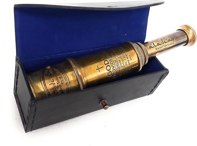 ALADEAN Vintage Spyglass Telescope Engraved PSALM 32:8 - Find Best Pathway - Inspirational Gifts Meaningful Gift Gadget Functional 16" Brass Spyglass with Brilliant Magnification in Gift Box-CubbioJoy