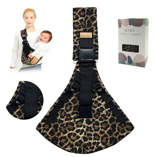 Baby Sling Carrier,Toddler Carrier,Upgraded 2025 Baby Sling with 4 Adjustable Straps(10-30lbs),Lightweight,Portable and One Size Fits All(Leopard Print)-CubbioJoy