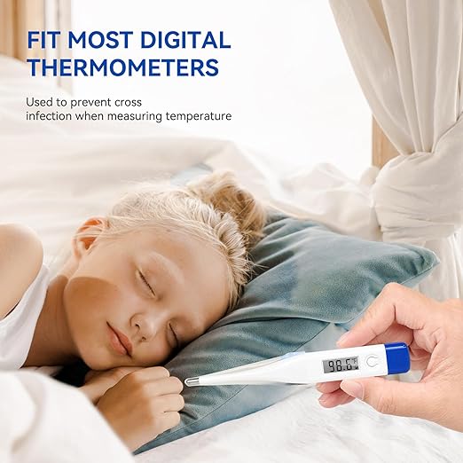 Berrcom Disposable Digital Thermometers Probe Covers Set of 100 Oral Rectal Thermometer Probe Cover Universal Thermometers Sleeves for Adult and Kids-CubbioJoy
