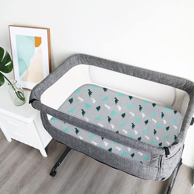 Bassinet Sheet 4 Pack for Baby Boys or Girls, Bassinet Sheets Ultra Soft Universal Fit for Most Rectangle, Oval, Hourglass Bassinet Mattress, Bassinet Sheets, Grey-CubbioJoy