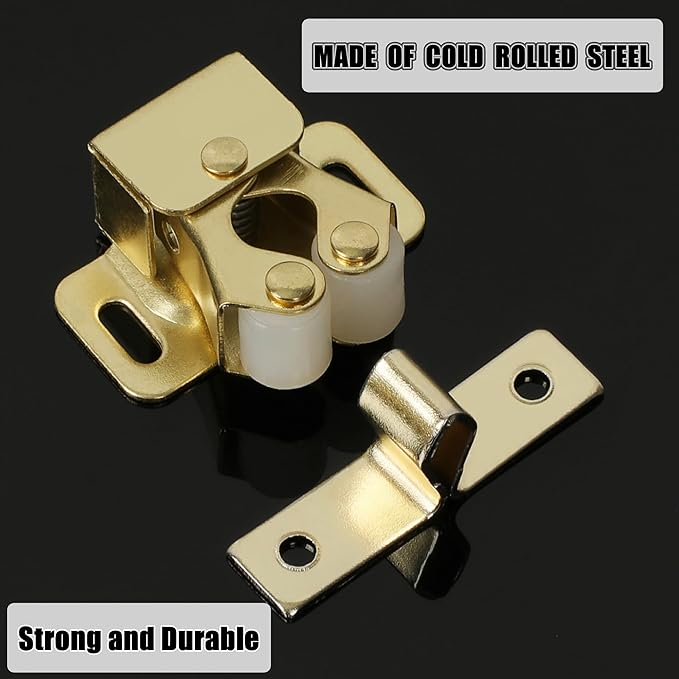 Alise Cabinet Door Latch,Cupboard Closet Doors Catch Closer Double Ball Roller Latches,Cold Rolled Steel Gold Finish CA1000G-12P(Pack of 12)-CubbioJoy