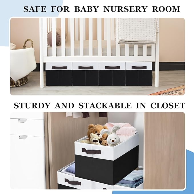 Criusia 6 Pack Closet Organizers and Storage Bins, Cute Dorm Room Essentials for Clothes Beddings Bags, Under Bed Storage Containers, Apartment Essentials Baskets for Organizing (14L*10W*9.5H)-CubbioJoy