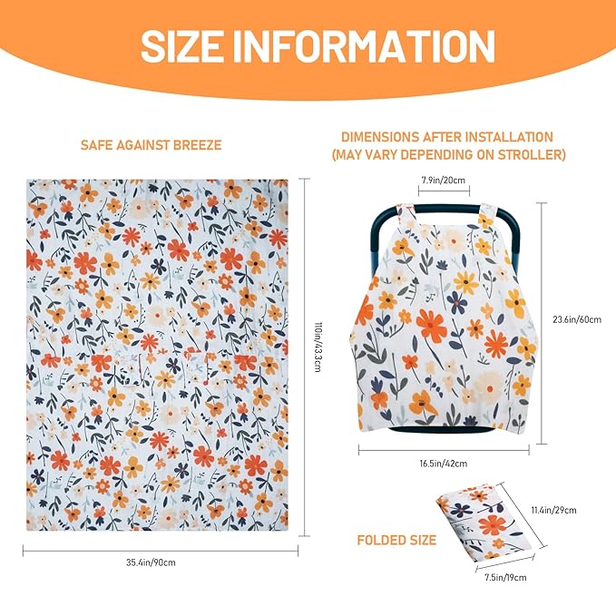 80S Muslin Car Seat Cover for Babies - Soft & Breathable Infant Carrier Canopy, Lightweight Sunshade for Summer, Universal Fit for Baby Boys & Girls-CubbioJoy