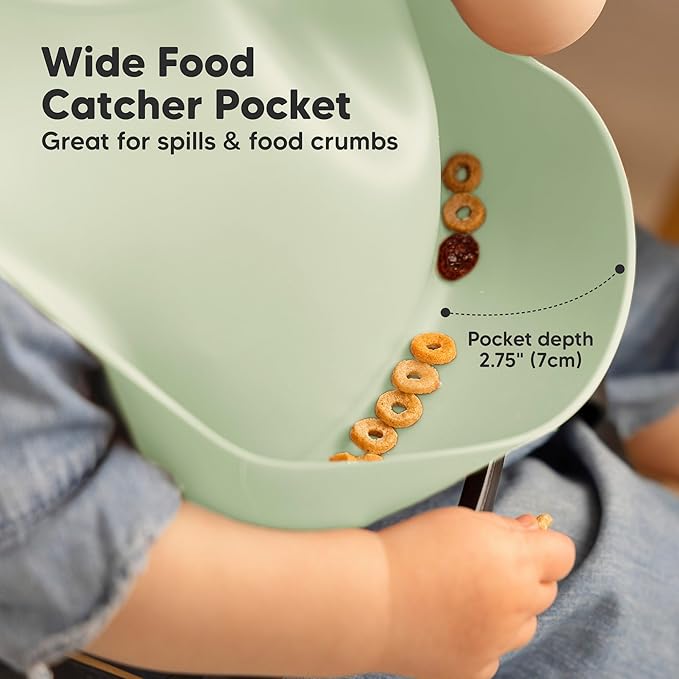 KeaBabies 2-Pack Silicone Baby Bibs for Eating - Sturdy Food-Grade Silicone Bibs for Babies Girl, Boy, Large Food Catcher, Clean & Put On Easily, Waterproof Toddler Feeding Essentials (Forest)-CubbioJoy