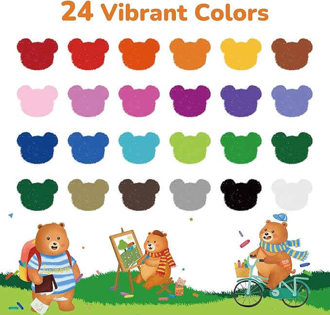 24 Color Twist Crayons for Toddlers 1-3 and Kids 4-8, Non-Toxic Washable Crayons 2-4, Ultra-Silky Easy-Grip Art Supplies, Ideal Coloring Gift for Boys and Girls-CubbioJoy