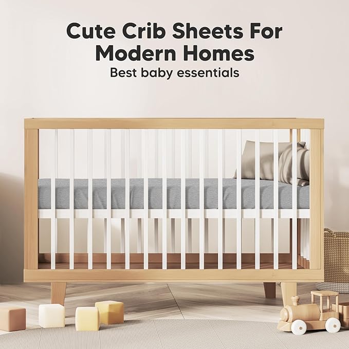 KeaBabies 2-Pack Organic Crib Sheets for Boys, Girls - 52x28 Fitted Crib Mattress Sheet Neutral, Breathable Jersey Cotton Cover for Baby Bed, Toddler Mattress, Soft & Cute Prints (Storm)-CubbioJoy