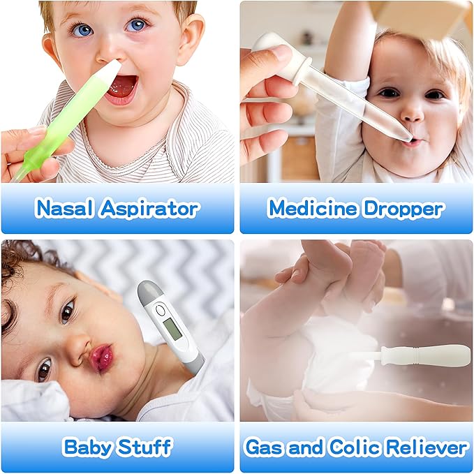 Baby Healthcare and Grooming Kit, 21 in 1 Portable Baby Essentials Kit with Gas Relief Hair Brush Comb Nasal Aspirator for Newborn Boys Girls (Grey White)-CubbioJoy