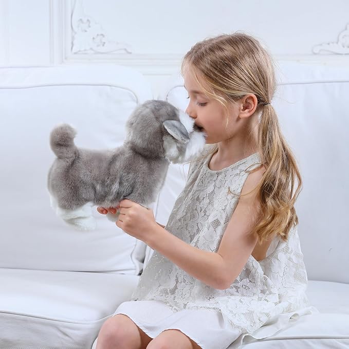 CU-MATE Interactive Plush Schnauzer Dog Toy,Companion Robot Dog Pets,Handmade Weighted Stuffed Animals,Electronic Toy with Walking/Barking/Wagging Tail/Talking-CubbioJoy