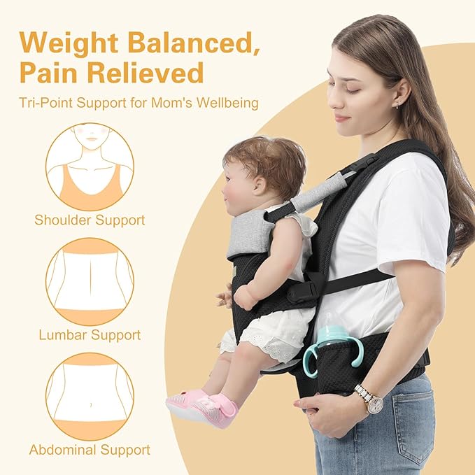 Baby Carrier Newborn to Toddlers - Ergonomic Adjustable Soft Breathable Comfort Infant Carrier for 7-35lbs, Enhanced Support, Easier to Wear-CubbioJoy