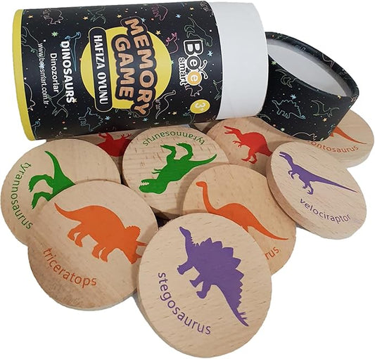 bee smart Wooden Memory Game - Matching Memory Game for Kids 3 and Up, 16Pcs | Educational Toy for Preschool Toddlers Board Games (Dinosaurs)-CubbioJoy