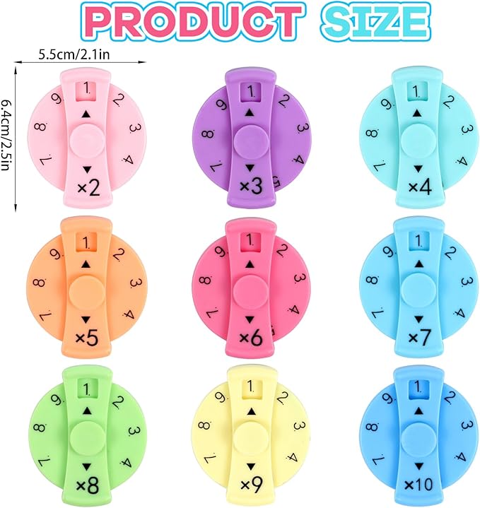 9 Pcs Math Fidget Spinners, Math Fidget Toy for Kids, Learn Multiplication and Division with The Math Spinners, Math Game for Home Classroom Prizes-CubbioJoy