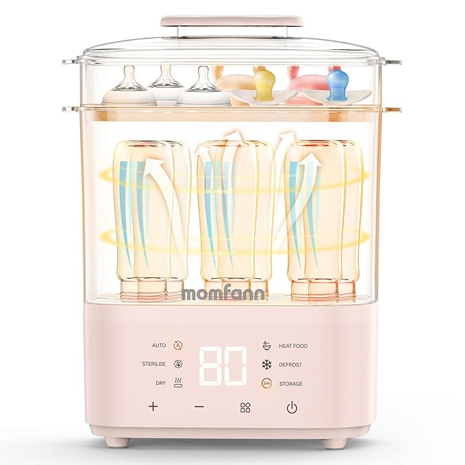 Bottle Sterilizer and Dryer, All-in-One Electric Steam Sterilizer Bottle Sanitizer for Baby Bottles, Pump Parts Accessories Newborn Essential Bottle Warmer for Breastmilk & Thaw (Pink)-CubbioJoy