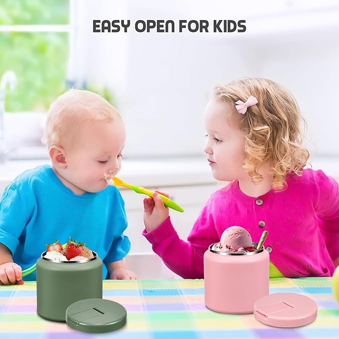 26oz Soup Thermo for Hot Food Kids with Buckle Lid Insulated Vacuum Food Jar Wide Mouth Leakproof Stainless Steel Lunch Container (Green)-CubbioJoy