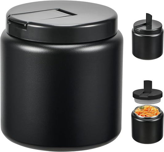 26oz Kids Thermos for Hot Food, Insulated Vacuum Food Jar with Buckle Lid, Stainless Steel Wide Mouth Leak Proof Insulated Lunch Container for School Picnic Travel, Black-CubbioJoy