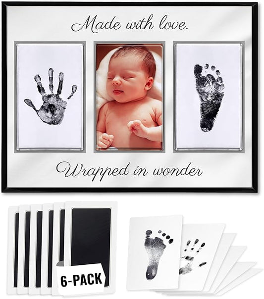 Inkless Hand and Footprint Kit, Baby Keepsake Plaque & Baby Shower Gifts - Ideal as Mom To Be Gift, Nursery Picture Frames, Clean Touch Hand and Footprint Kit (Style 2 - Design 5)-CubbioJoy