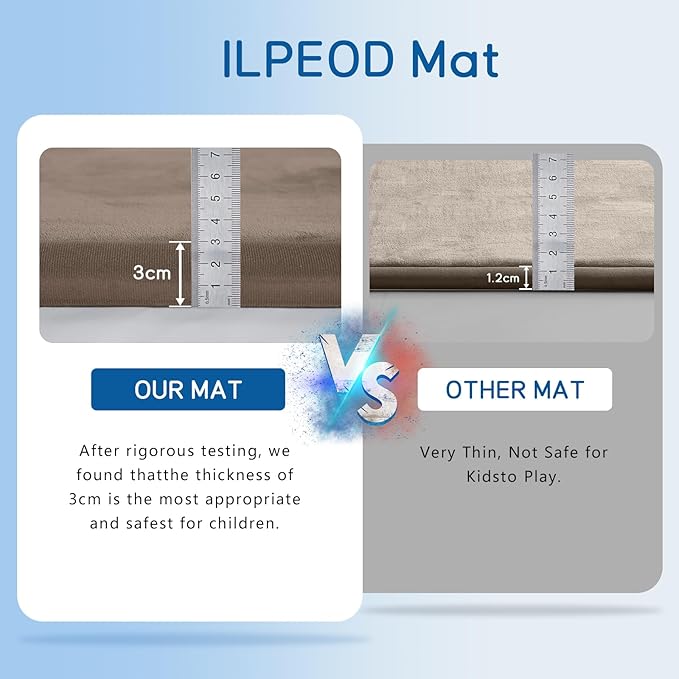 Baby Play Mat for Floor Tummy Time Mat Nursery Rug Muscle Mat Area Rug Playroom Rug Tatami Mat 6'7"x4'11" Memory Foam 1.3" Thick Crawling Mat For Babies,Toddlers, Infants, Kids,Floor Mat(Brown)-CubbioJoy